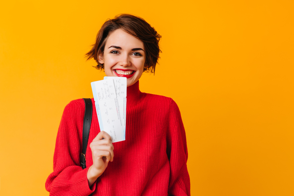 girl with tickets